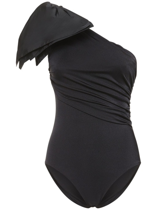 Giambattista Valli: Lycra one shoulder one piece swimsuit - Black - women_0 | Luisa Via Roma