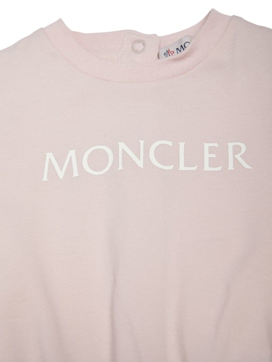 Moncler: ストレッチコットンジャージーロンパース - ピンク - kids-girls_1 | Luisa Via Roma