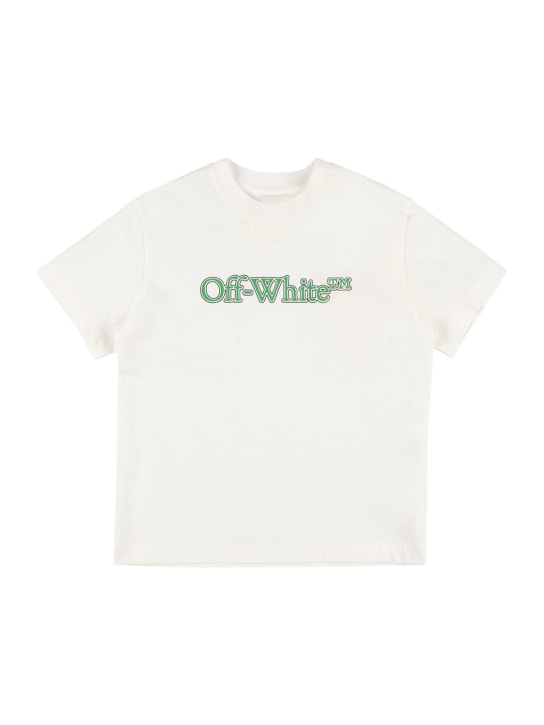 Off-White: T-shirt en coton Bookish - Blanc - kids-girls_0 | Luisa Via Roma