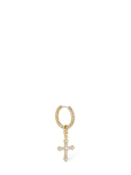 Dolce&Gabbana: Crystal cross mono earring - Gold/Crystal - men_1 | Luisa Via Roma
