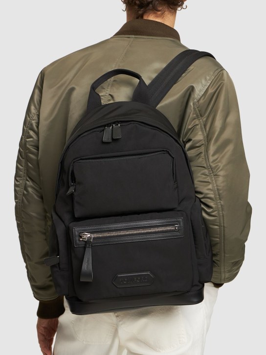 Tom Ford: Recycled nylon & leather backpack - men_1 | Luisa Via Roma