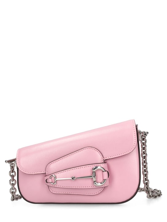 Gucci: Sac porté épaule format mini en cuir Horsebit 1955 - Sugar Pink - women_0 | Luisa Via Roma
