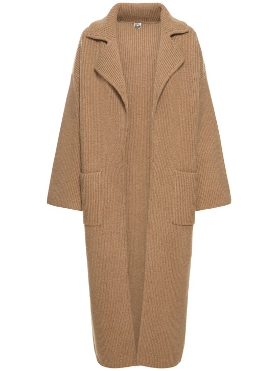 Toteme: Manteau en maille côtelée de laine mélangée - Beige - women_0 | Luisa Via Roma