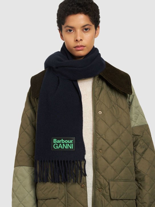 BARBOUR: Barbour x Ganni wool scarf - Navy - women_1 | Luisa Via Roma