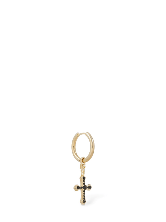 Dolce&Gabbana: Pendiente individual con cruz con cristales - Oro/Negro - women_1 | Luisa Via Roma