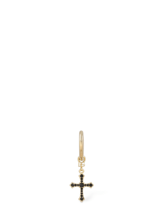 Dolce&Gabbana: 水晶十字架单耳环 - 金色/黑色 - men_0 | Luisa Via Roma