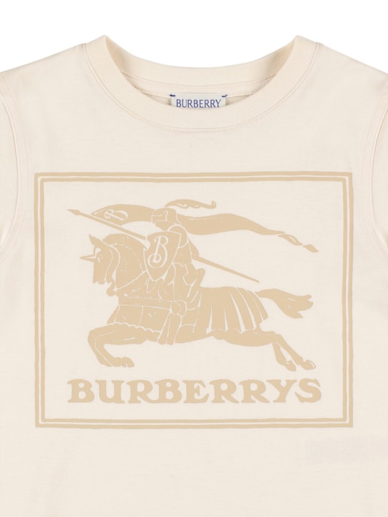 Burberry: T-shirt en jersey de coton imprimé - Beige - kids-boys_1 | Luisa Via Roma