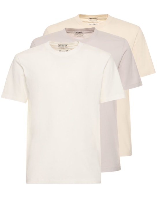 Maison Margiela: Pack of 3 cotton t-shirts - Grey/White - men_0 | Luisa Via Roma