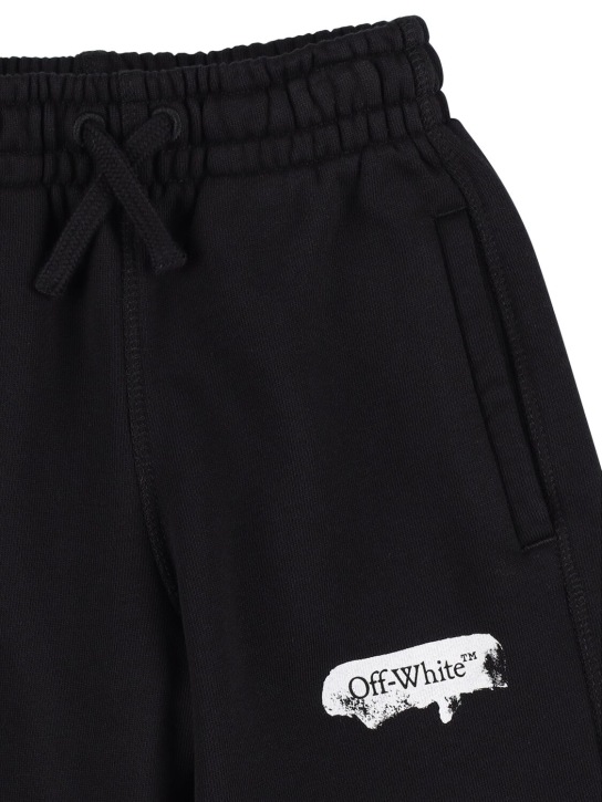 Off-White: Paint Graphic cotton sweat shorts - Siyah - kids-girls_1 | Luisa Via Roma