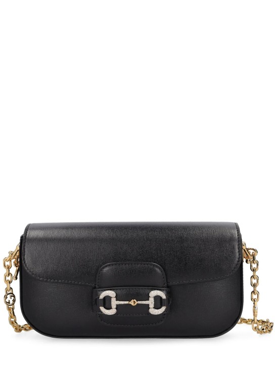Gucci: Small 1955 Horsebit leather shoulder bag - Black - women_0 | Luisa Via Roma