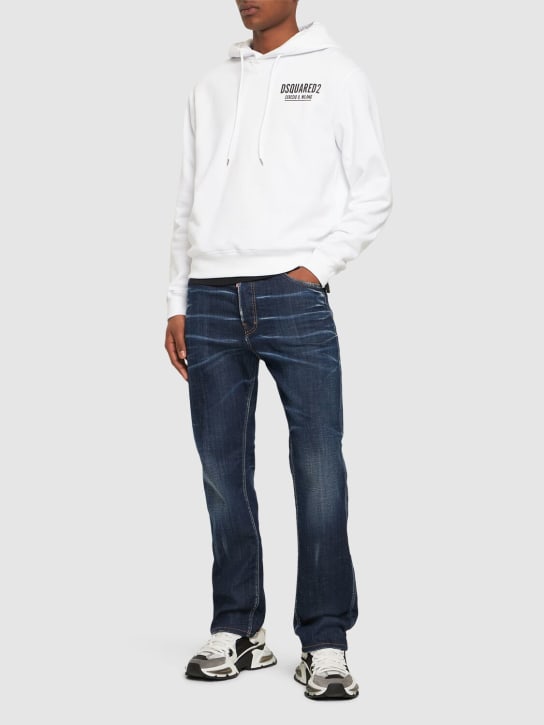 Dsquared2: Ceresio 9 print cotton jersey hoodie - Beyaz - men_1 | Luisa Via Roma