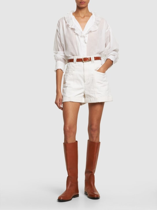 Marant Etoile: Pamias ruffled cotton shirt - Beyaz - women_1 | Luisa Via Roma