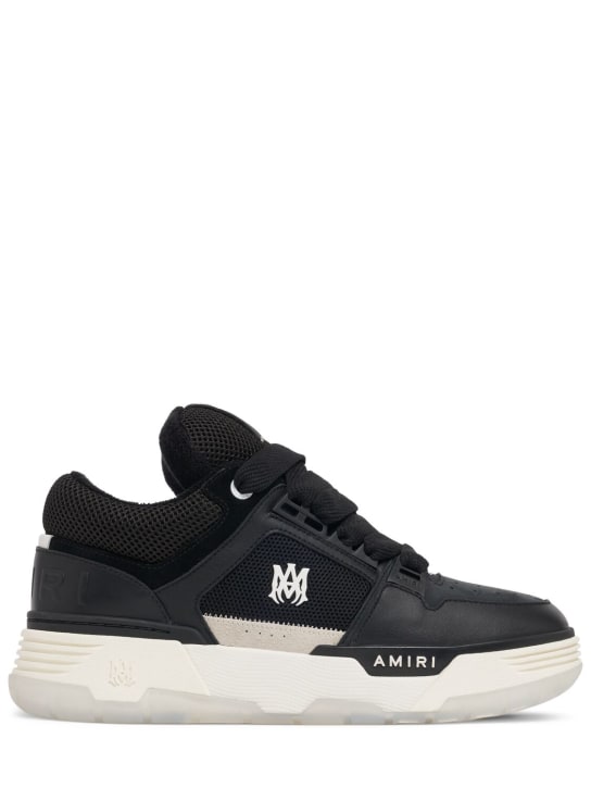 Amiri: MA-1 leather low top sneakers - Siyah/Beyaz - men_0 | Luisa Via Roma
