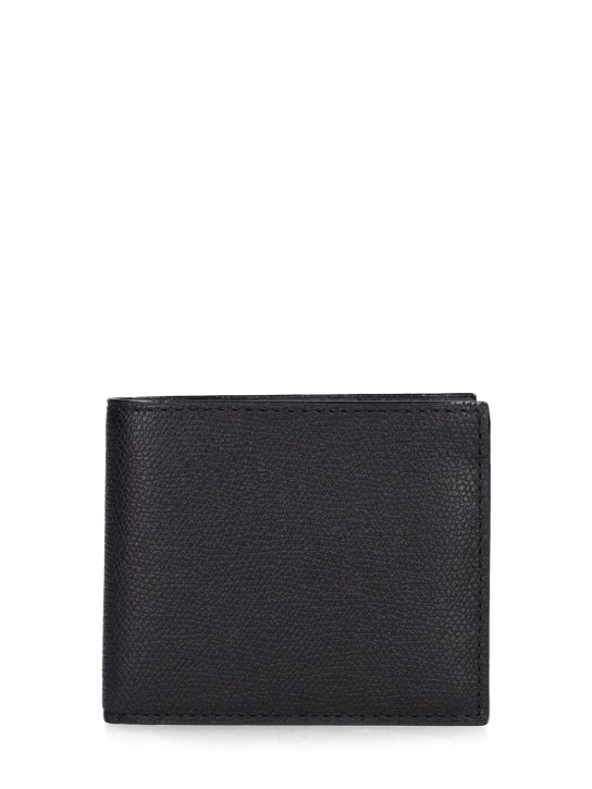 Valextra: 6cc leather bifold wallet - Siyah - men_0 | Luisa Via Roma