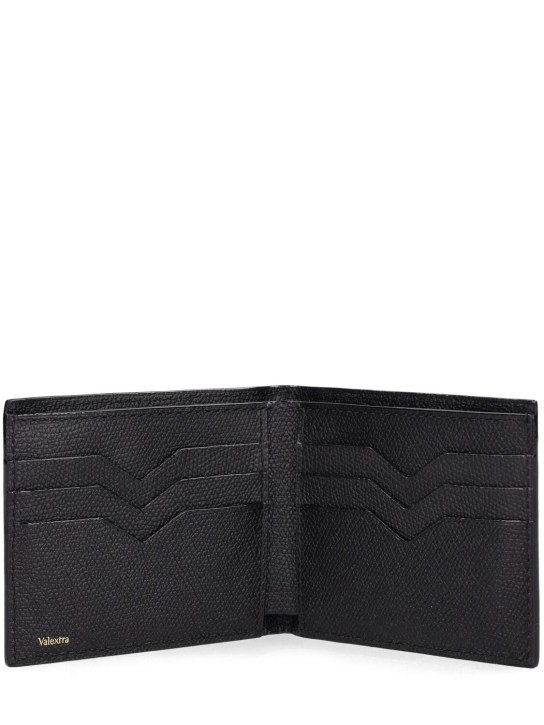 Valextra: 6cc leather bifold wallet - Black - men_1 | Luisa Via Roma
