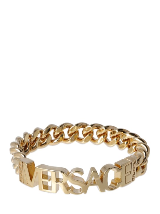 Versace: Metal logo bracelet - Gold - men_0 | Luisa Via Roma