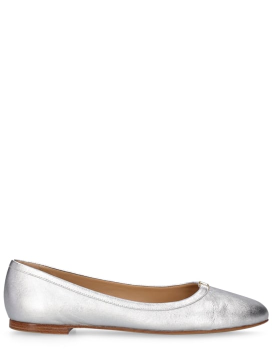 Chloé: 10毫米Marcie金属色皮革芭蕾平底鞋 - 银色 - women_0 | Luisa Via Roma