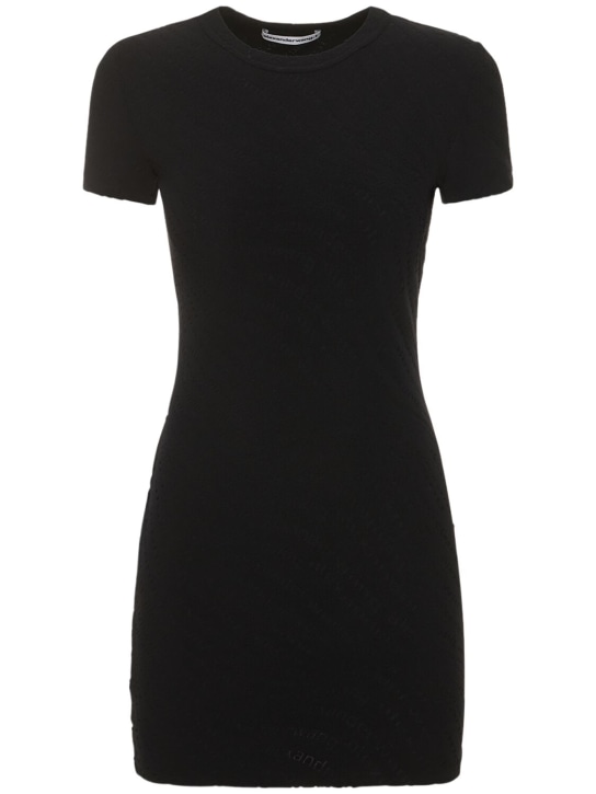 Alexander Wang: Crewneck short sleeve mini dress - Black - women_0 | Luisa Via Roma