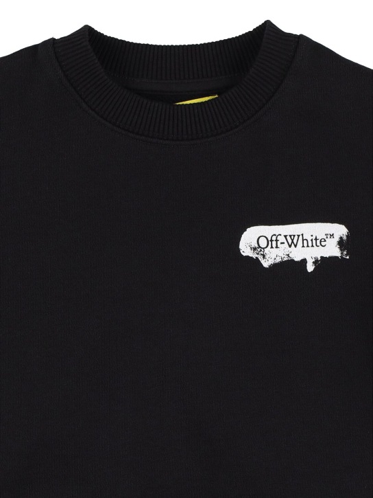 Off-White: Sweatshirt aus Baumwolle mit Druck - Schwarz/Weiß - kids-girls_1 | Luisa Via Roma