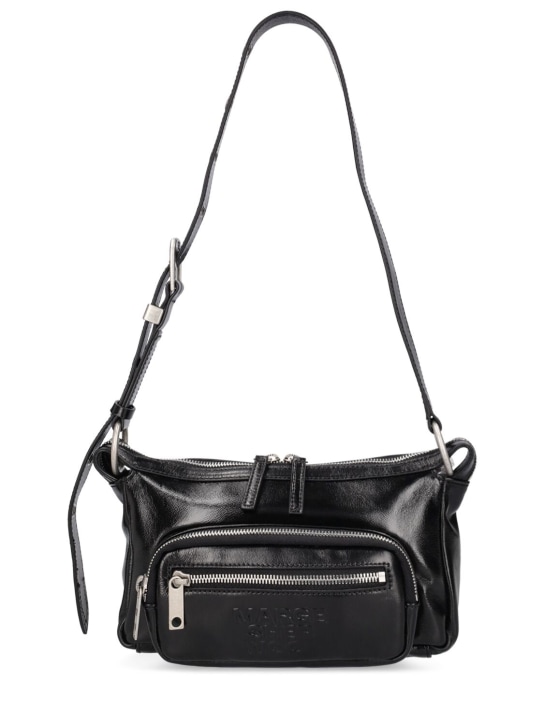 Marge Sherwood: Mini Outpocket glossy leather hobo bag - Siyah - women_0 | Luisa Via Roma