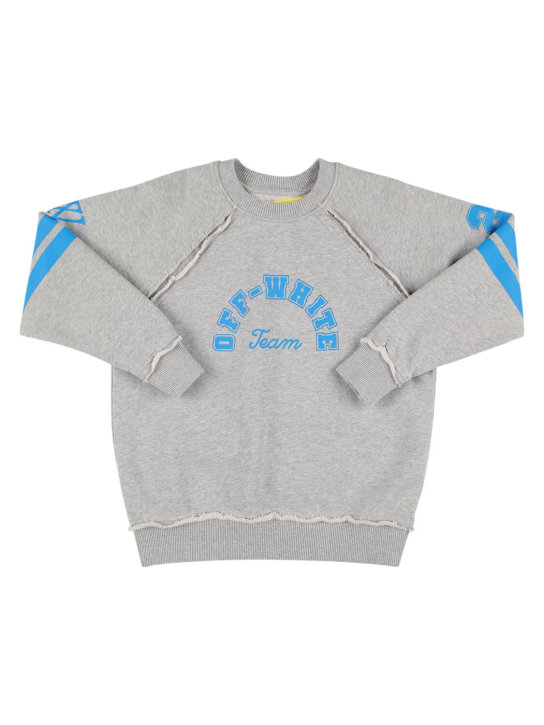 Off-White: Raglan-Sweatshirt aus Baumwolle „Team 23“ - Grau/Blau - kids-girls_0 | Luisa Via Roma