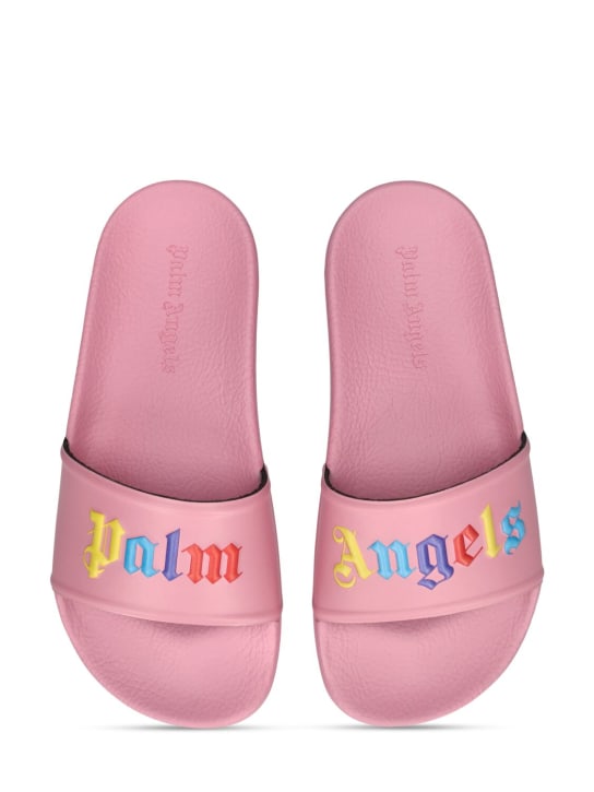 Palm Angels: 컬러 로고 풀 슬라이드 - 핑크/멀티 - kids-girls_1 | Luisa Via Roma