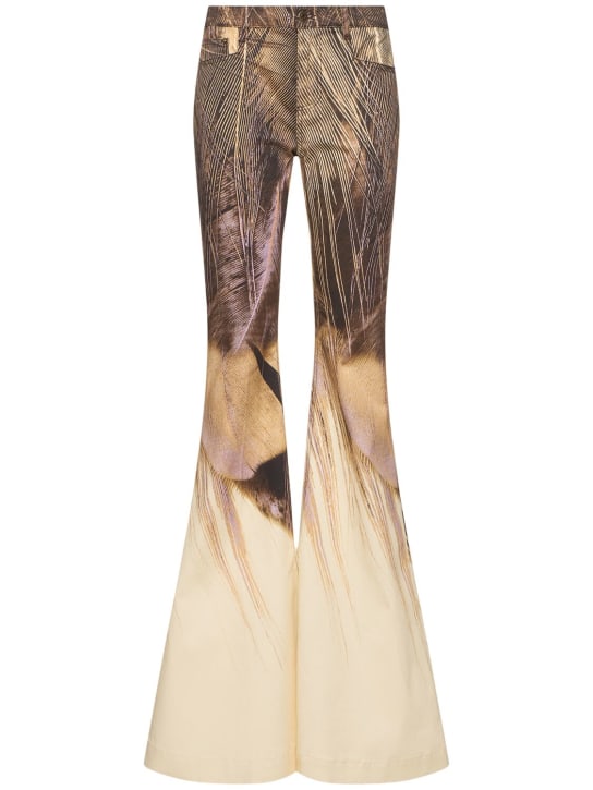 Roberto Cavalli: Mittellange, ausgestellte Hose mit Druck - Multi Braun - women_0 | Luisa Via Roma