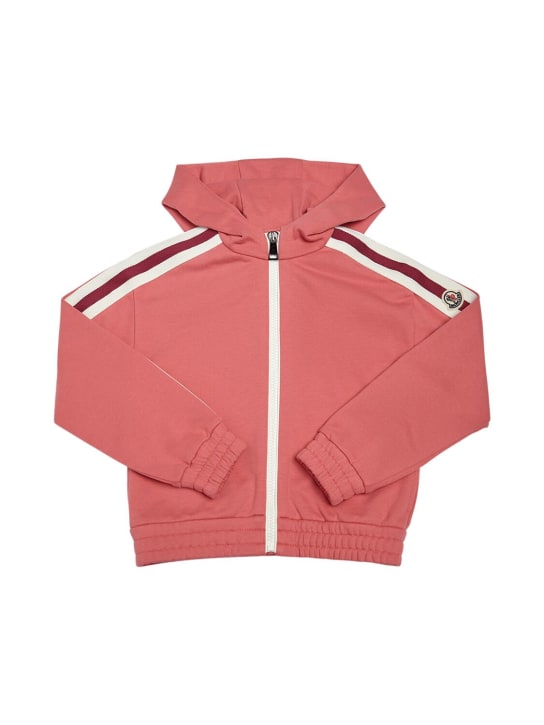 Moncler: Cotton hoodie & sweatpants - Pembe - kids-girls_1 | Luisa Via Roma