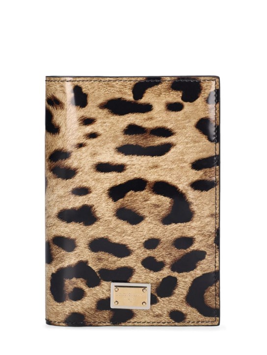 Dolce&Gabbana: Porta passaporto in pelle stampata - Leopard - women_0 | Luisa Via Roma