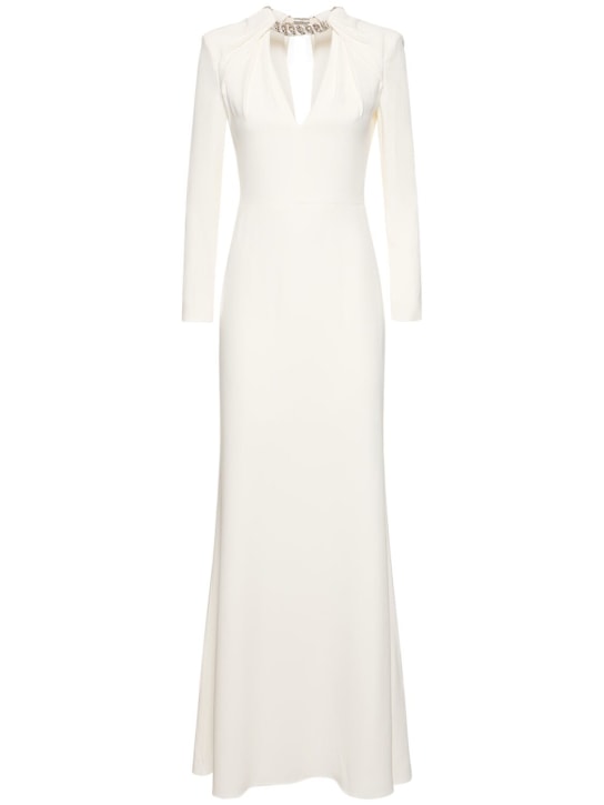 Alexander McQueen: Twisted bow embroidered evening gown - Light Ivory - women_0 | Luisa Via Roma