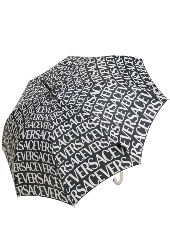 Versace: Parapluie à imprimé logo Versace - Noir/Blanc - ecraft_1 | Luisa Via Roma