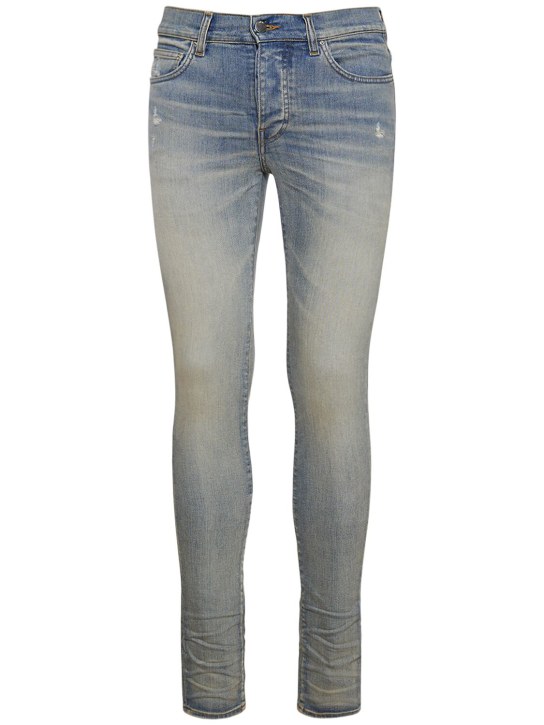 Amiri: 15cm Stack cotton denim jeans - Mavi - men_0 | Luisa Via Roma