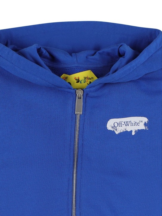 Off-White: Paint Graphic cotton zip-up hoodie - Blue - kids-boys_1 | Luisa Via Roma