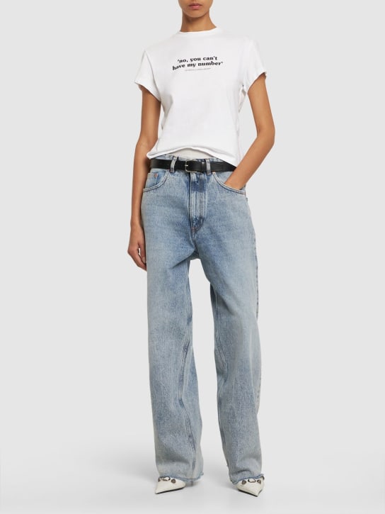 Off-White: T-shirt Quote Number in cotone - Bianco - women_1 | Luisa Via Roma