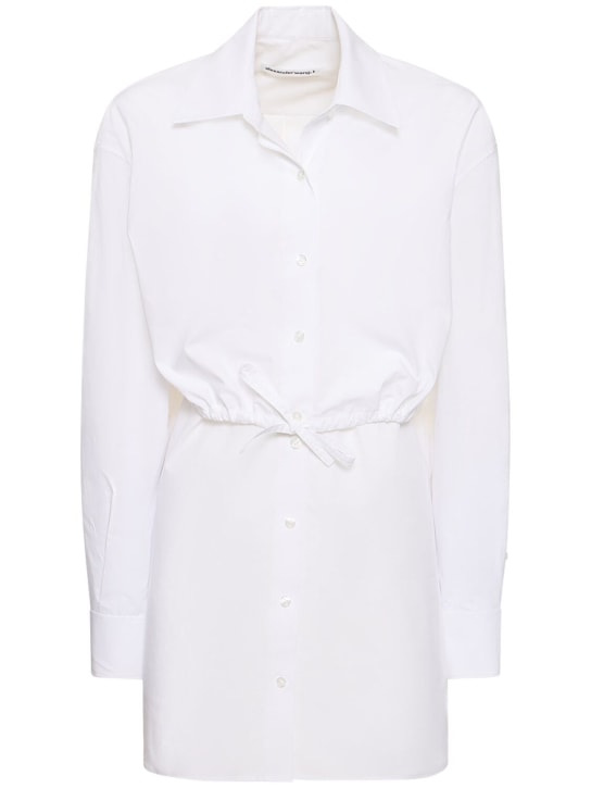 Alexander Wang: Double layered self-tie shirt mini dress - Beyaz - women_0 | Luisa Via Roma