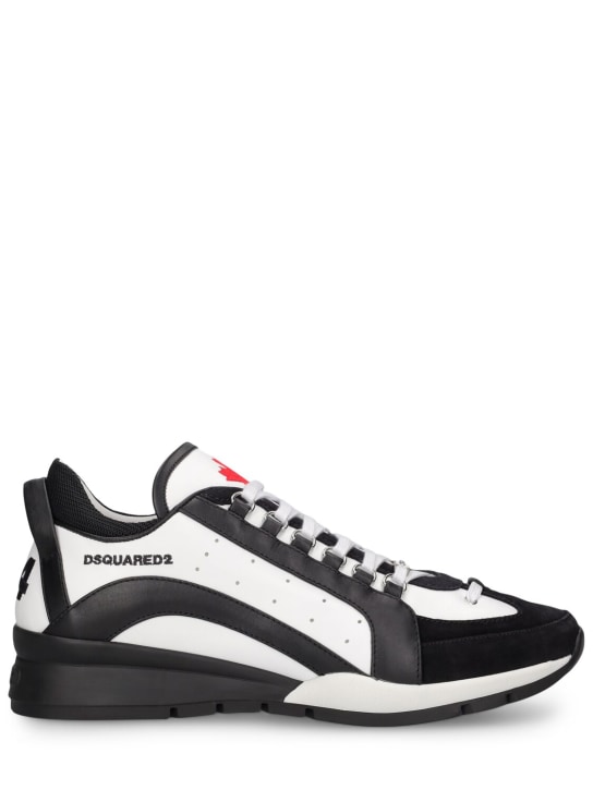 Dsquared2: Sneakers aus Leder mit Logo - Weiß/Schwarz - men_0 | Luisa Via Roma