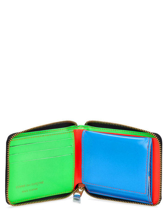 Comme des Garçons Wallet: Super fluo leather zip-around wallet - Turuncu - men_1 | Luisa Via Roma