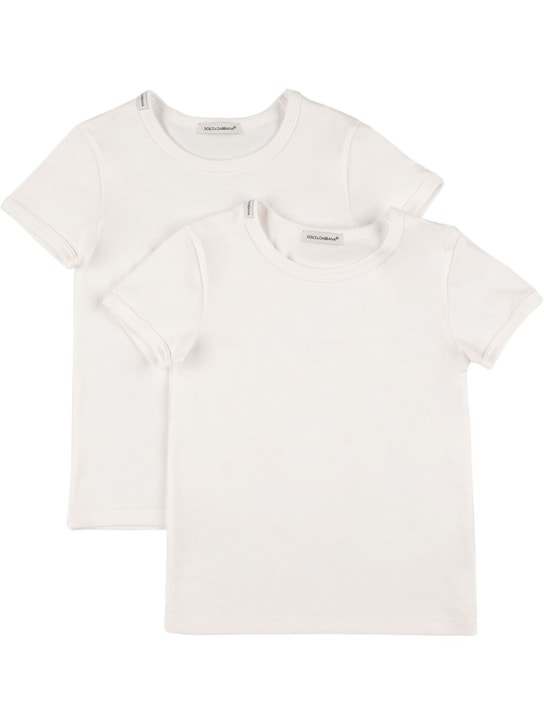 Dolce&Gabbana: コットンジャージーTシャツ 2枚パック - ホワイト - kids-boys_0 | Luisa Via Roma