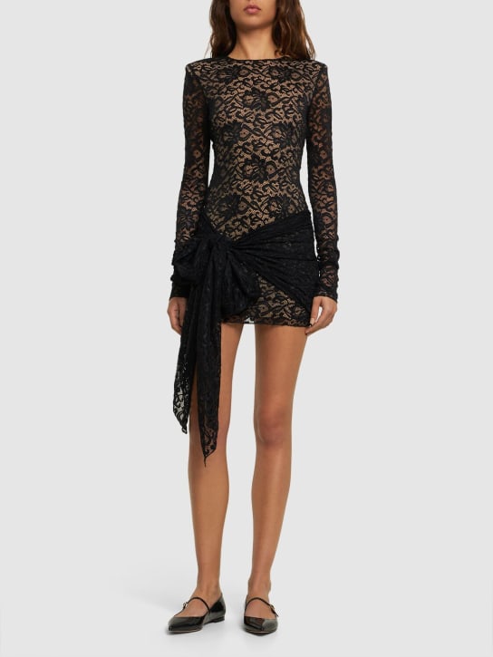 Rotate: Lace self-tie mini dress - Black - women_1 | Luisa Via Roma