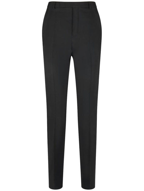 Saint Laurent: High waist wool blend pants - Black - men_0 | Luisa Via Roma