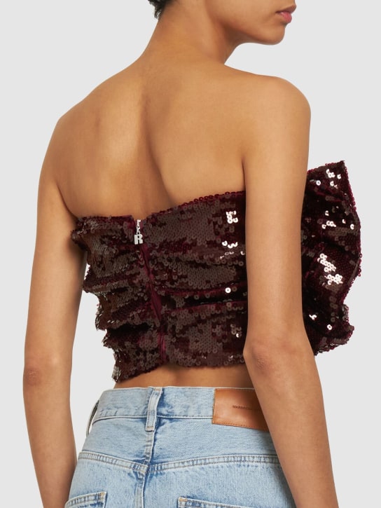 Rotate: Crop-Top mit Pailletten - Rot - women_2 | Luisa Via Roma