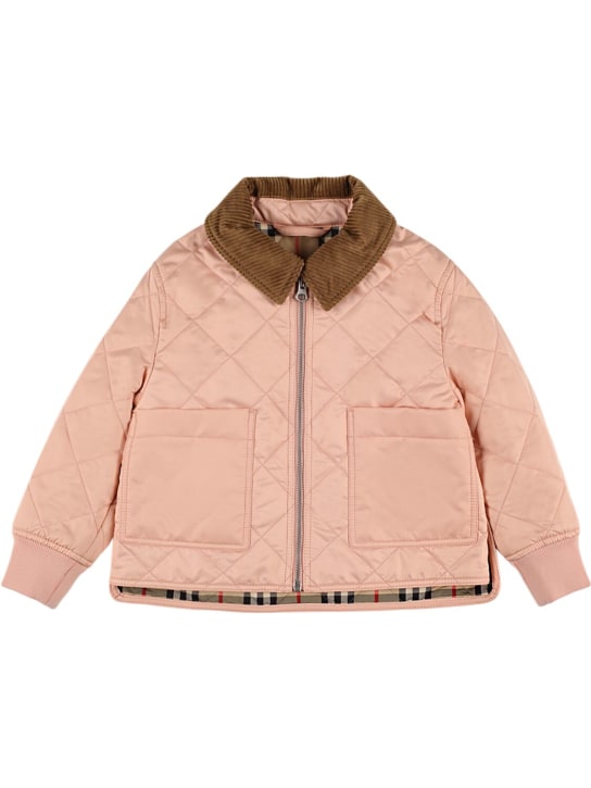 Burberry: Quilted nylon puffer jacket - Pink - kids-girls_0 | Luisa Via Roma