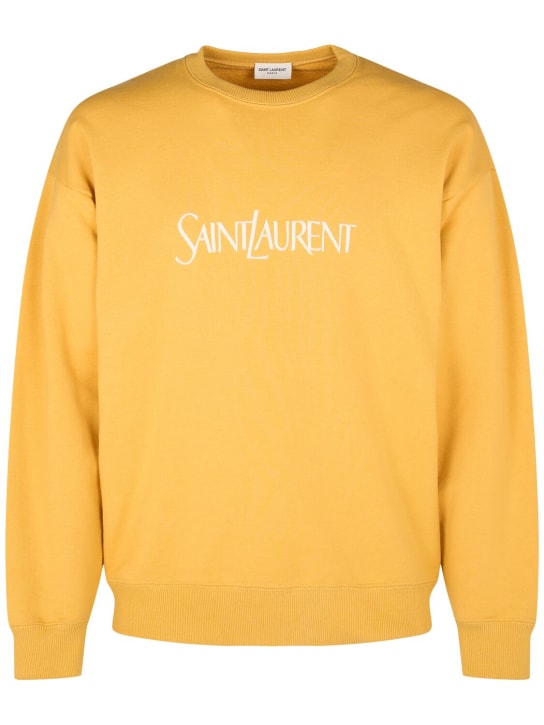 Saint Laurent: Besticktes Sweatshirt aus Baumwolle mit Vintage - Gelb - men_0 | Luisa Via Roma