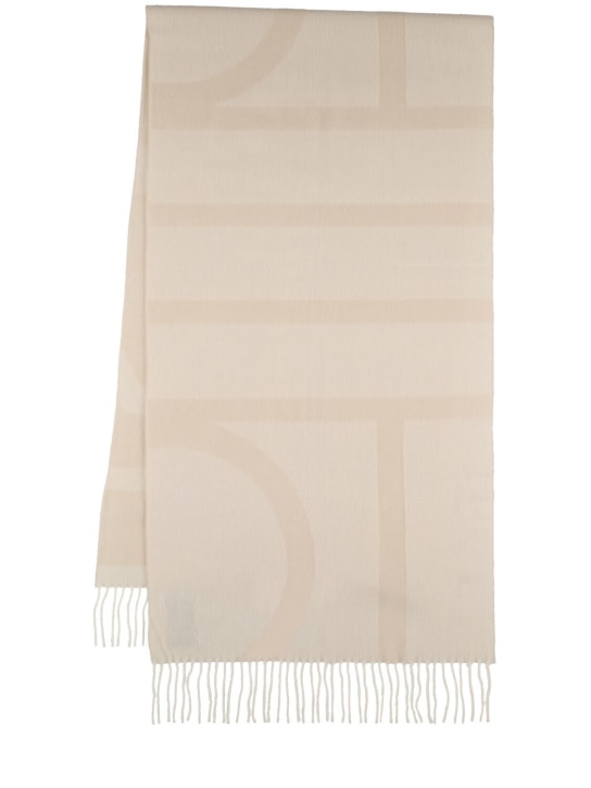 Toteme: Monogram jacquard wool scarf - Macadamia - women_0 | Luisa Via Roma