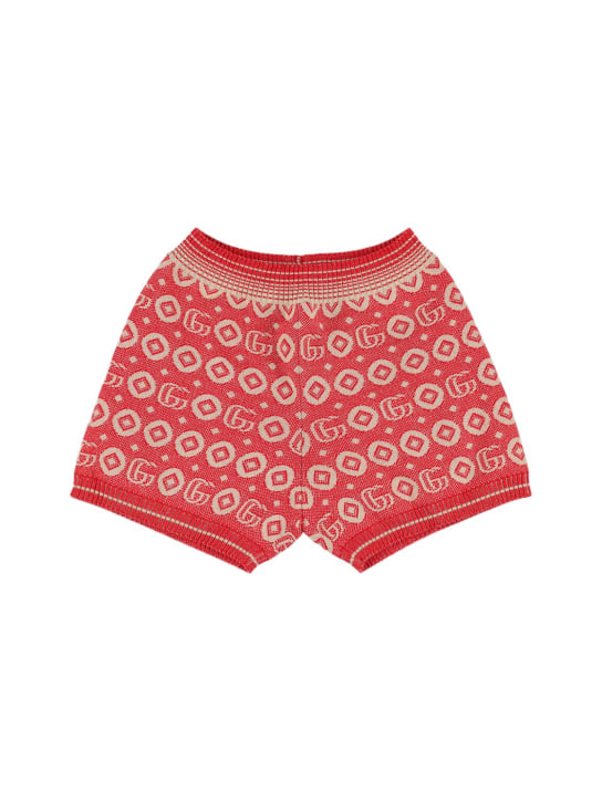 Gucci: Cotton jacquard shorts - Red/Beige - kids-girls_0 | Luisa Via Roma