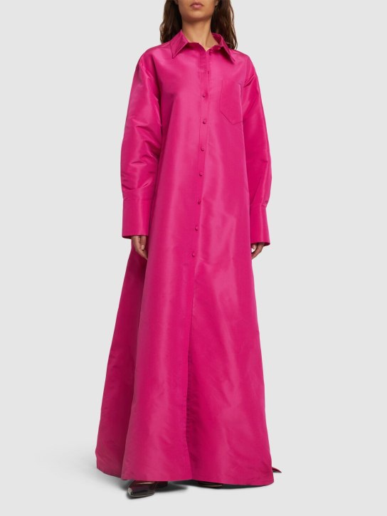 Valentino: Robe chemise en faille de soie - Fuchsia - women_1 | Luisa Via Roma