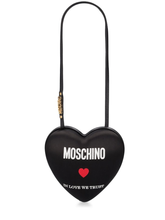 Moschino: Sac en satin Heartbeat - Noir - women_0 | Luisa Via Roma
