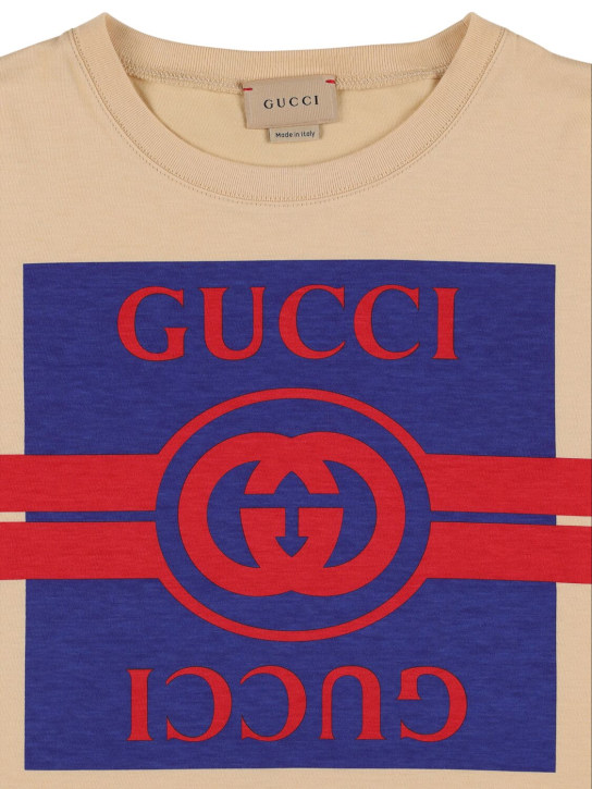 Gucci: コットンジャージーTシャツ - クリーム/マルチカラー - kids-boys_1 | Luisa Via Roma