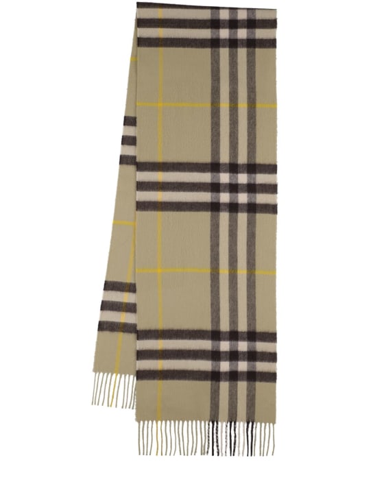 Burberry: Check cashmere scarf - Hunter - men_0 | Luisa Via Roma