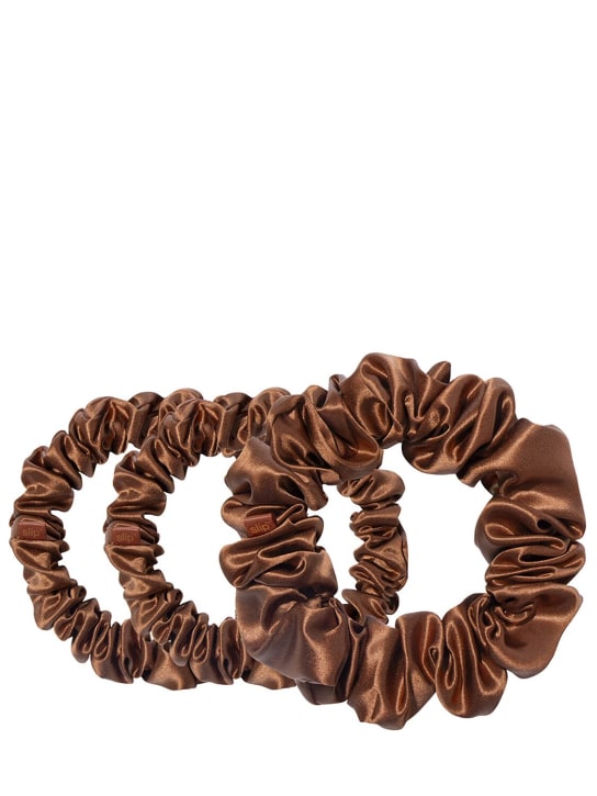 Slip: Set of 3 silk scrunchies - Brown - beauty-women_0 | Luisa Via Roma